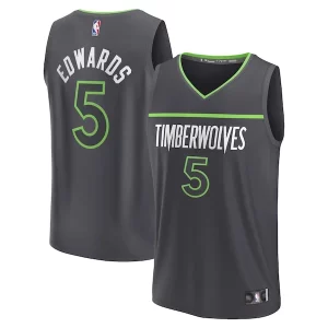 Anthony Edwards Minnesota Timberwolves Exceptionnel Youth Fast Break Replica Player Jersey Statement Edition Anthracite