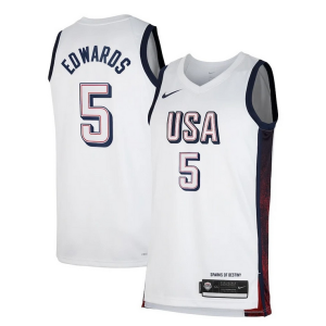 Anthony Edwards Unisex Nike Men's USA Basketball 2024 Swingman Player Jersey Personalisable White