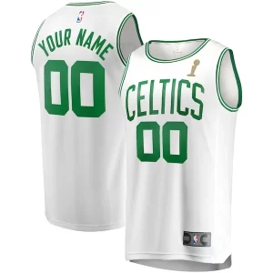 Boston Celtics 2024 NBA Bold Finals Champions Custom Fast Break Jersey White Association Edition