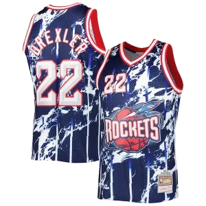 Clyde Drexler Houston Rockets 1996/97 Hardwood Classics Marble Charming Swingman Jersey Navy