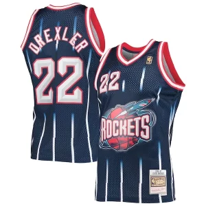 Clyde Drexler Personalisable Houston Rockets 1996/97 Hardwood Classics Swingman Jersey Navy