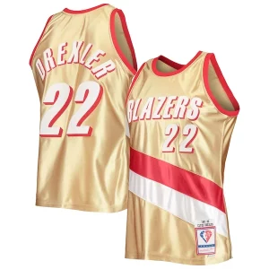 Clyde Drexler Portland Trail Blazers 75th Anniversary Personalisable 1991/92 Hardwood Classics Swingman Jersey Gold
