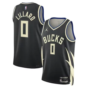 Damian Lillard Milwaukee Bucks Jordan Brand Unisex Swingman Player Jersey Statement Élégant Edition Black