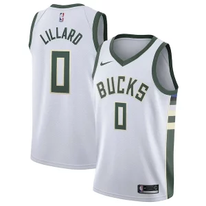 Damian Lillard Milwaukee Bucks Nike Unisex Swingman Player Confortable Jersey Association Edition White