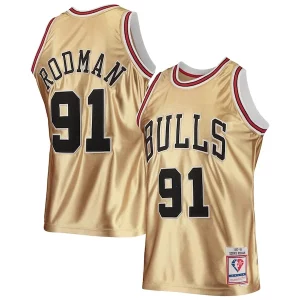 Dennis Rodman Chicago Bulls Commémoratif 75th Anniversary 1997/98 Hardwood Classics Swingman Jersey Gold