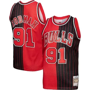 Dennis Rodman Chicago Bulls Big & Tall Hardwood Splendide Classics 1995/96 Split Swingman Jersey Red/Black