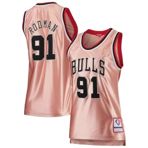Dennis Rodman Chicago Bulls Women's 75th Anniversary Superbe Rose Gold 1997 Swingman Jersey Pink