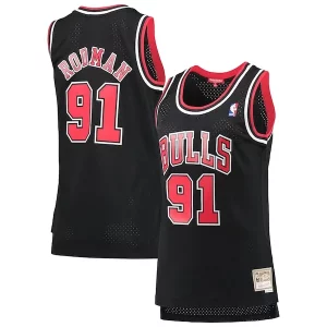 Dennis Rodman Chicago Bulls Women's Hardwood Exceptionnel Classics Swingman Jersey Black
