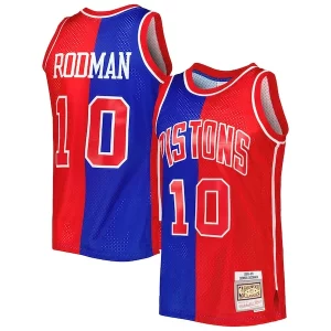 Dennis Rodman Detroit Pistons Hardwood Classics 1988/89 Split Swingman Haut de gamme Jersey Blue/Red