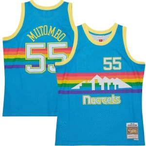Dikembe Mutombo Denver Nuggets Hardwood Classics Élégant 1991/92 Tropical Swingman Jersey Blue