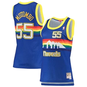 Dikembe Mutombo Denver Nuggets Women's 1991/92 Exceptionnel Hardwood Classics Swingman Jersey Royal