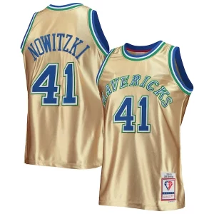 Dirk Nowitzki Refiné Dallas Mavericks 75th Anniversary 1998/99 Hardwood Classics Swingman Jersey Gold