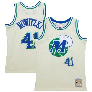 Dirk Nowitzki Dallas Mavericks Exclusif Chainstitch Swingman Jersey Cream