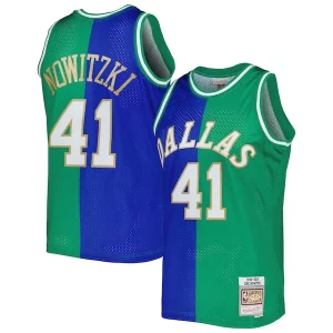 Dirk Nowitzki Dirk Nowitzki Hardwood Éclatant Classics 1998/2019 Split Swingman Jersey Blue/Green
