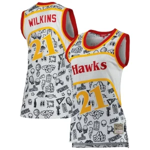Dominique Éclatant Wilkins Atlanta Hawks Women's 1986 Doodle Swingman Jersey White