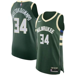 Giannis Antetokounmpo Milwaukee Bucks Nike Authentic Jersey Association Edition Hunter Uniques Green