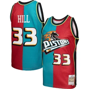 Grant Hill Detroit Pistons Hardwood Authentique Classics 1999/00 Split Swingman Jersey Teal/Red