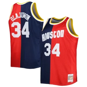 Hakeem Olajuwon Houston Rockets Big & Tall Hardwood Classics 1993/94 Split Swingman Exclusif Jersey Navy/Red