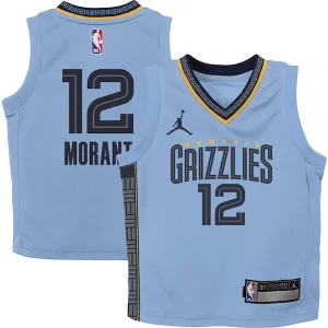 Ja Morant Uniques Memphis Grizzlies Jordan Brand Preschool 2022/23 Statement Edition Jersey Light Blue