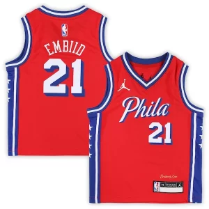 Joel Embiid Philadelphia 76ers Jordan Brand Preschool 2022/23 Replica Jersey Statement Edition Red Tendance