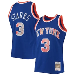 John Starks New York Knicks 1991/92 Hardwood Classics NBA 75th Refiné Anniversary Diamond Swingman Jersey Blue
