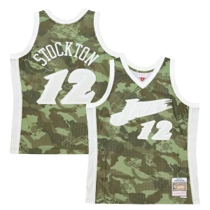 John Stockton Utah Jazz Authentique Hardwood Classics 1998/99 Ghost Green Swingman Jersey Camo
