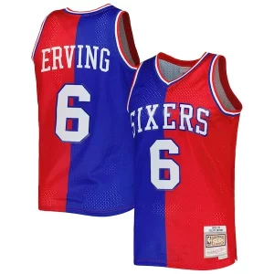 Julius Erving Philadelphia 76ers Magnifique Hardwood Classics 1982/83 Split Swingman Jersey Royal/Red