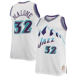 Karl Malone Utah Jazz 1996/97 Big & Tall Hardwood Classics Swingman Jersey White/Purple Bold