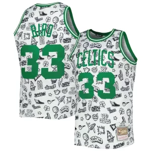 Larry Bird Boston Celtics 1985/86 Hardwood Classics Doodle Swingman Jersey Bold White