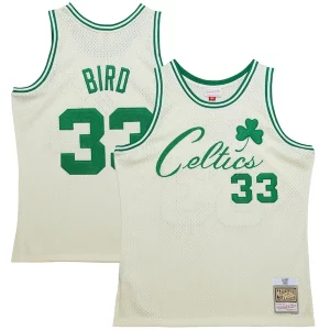 Larry Bird Boston Celtics Chainstitch Swingman Bold Jersey Cream