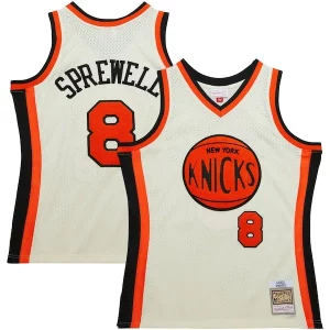 Latrell Sprewell Luxueux New York Knicks Chainstitch Swingman Jersey Cream
