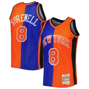 Latrell Sprewell Éclatant New York Knicks Hardwood Classics 1998/99 Split Swingman Jersey Blue/Orange