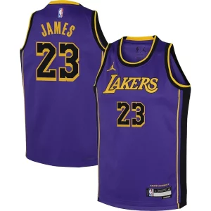 LeBron James Los Angeles Lakers Jordan Brand Youth Performance Swingman Jersey Statement Purple Commémoratif