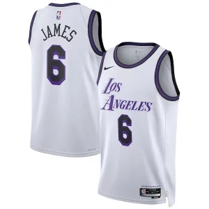 LeBron James Los Angeles Lakers Nike Unisex 2022/23 Swingman Jersey City Edition White Tendance
