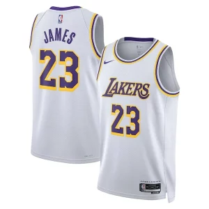 LeBron James Los Angeles Lakers Exceptionnel Nike Unisex Swingman Jersey Association Edition White/Gold