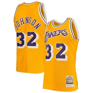 Magic Johnson Los Angeles Lakers 1984/85 Hardwood Classics Luxueux Authentic Jersey Gold/Purple