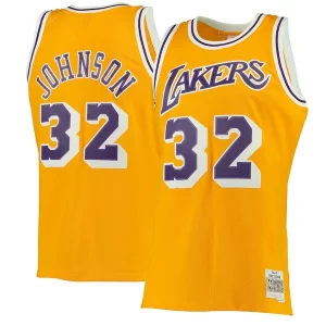 Magic Johnson Los Angeles Lakers 1984/85 Hardwood Classics Swingman Jersey Prime Gold/Purple