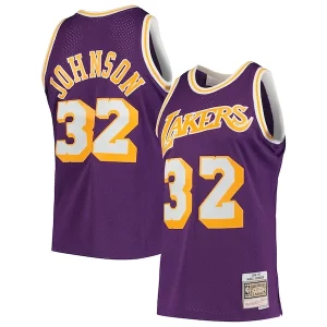 Magic Johnson Los Angeles Lakers 1984/85 Refiné Hardwood Classics Swingman Jersey Purple/Gold
