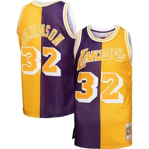 Magic Johnson Los Angeles Lakers Big & Tall Hardwood Haut de gamme Classics 1984/85 Split Swingman Jersey Purple/Gold