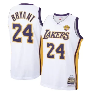 Men's Los Angeles Lakers Kobe Bryant White 2009 10 Hardwood Classics Authentic Jersey Notable
