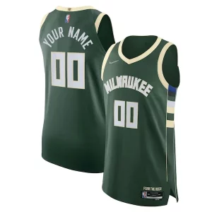 Milwaukee Bucks Nike Moderne 2021/22 Diamond Authentic Custom Jersey Icon Edition Hunter Green