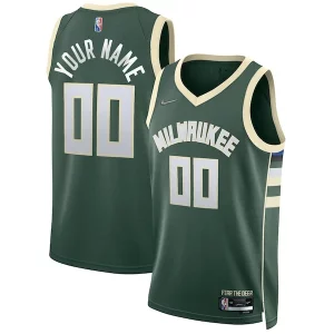 Milwaukee Bucks Nike 2021/22 Diamond Swingman Custom Jersey Icon Edition Hunter Green Confortable