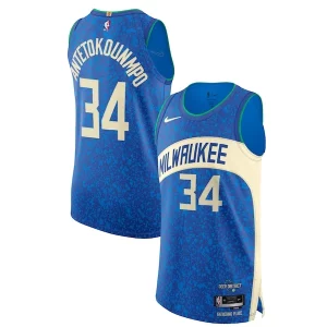 Nike Giannis Notable Antetokounmpo Milwaukee Bucks Authentic Jersey City Edition Blue