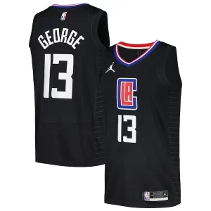Paul George LA Clippers Jordan Brand Nike Swingman Charming Player Jersey Statement Edition Black