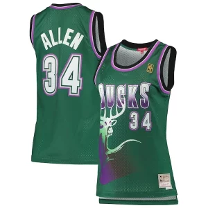 Ray Allen Milwaukee Bucks Women's 1996/97 Hardwood Classics Swingman Jersey Green Élégant
