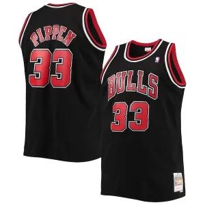 Scottie Pippen Bold Chicago Bulls Big & Tall Hardwood Classics Swingman Jersey Black/Red