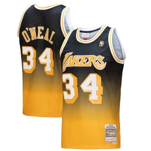 Shaquille O'Neal Los Angeles Lakers Notable 1996/97 Hardwood Classics Fadeaway Swingman Player Jersey Gold/Black