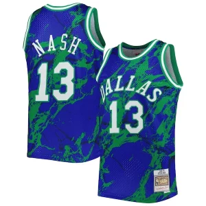 Steve Nash Dallas Mavericks 1998/99 Hardwood Classics Marble Swingman Jersey Exquisite Blue