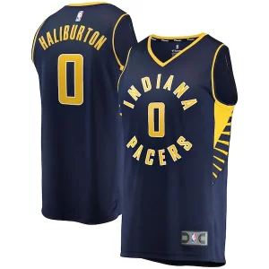Tyrese Haliburton Indiana Pacers Fast Break Replica Jersey Icon Sophistiqué Edition Navy