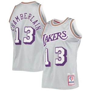 Wilt Chamberlain Los Vibrant Angeles Lakers 75th Anniversary 1971/72 Hardwood Classics Swingman Jersey Silver